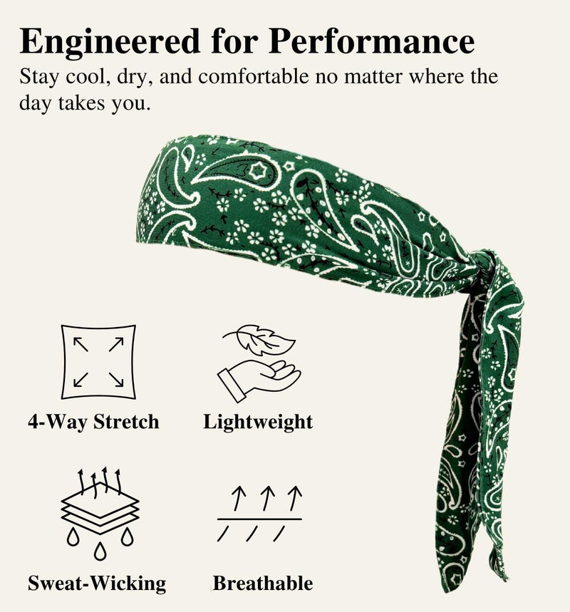 MD Style Tie Bandana Headband for Men and Women Hair Accessorries Paisley and Solid Color Sweat Band for Sports Workout Hairband - Image 5